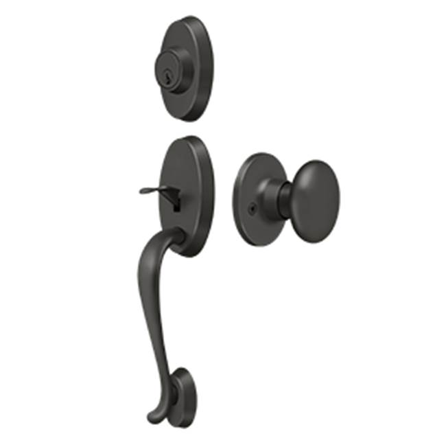Deltana Riversdale Handleset with Flat Round Knob Entry