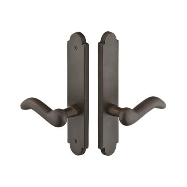 Emtek Multi Point C6, Non-Keyed Fixed Handle OS, Operating Handle IS, Arched Style, 2'' x 10'', Cimarron Lever, LH, TWB