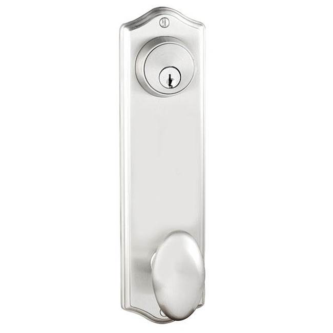 Emtek Passage Double Keyed, Sideplate Locksets Colonial 5-1/2'' Center to Center Keyed, Ribbon and Reed Lever, RH, US7