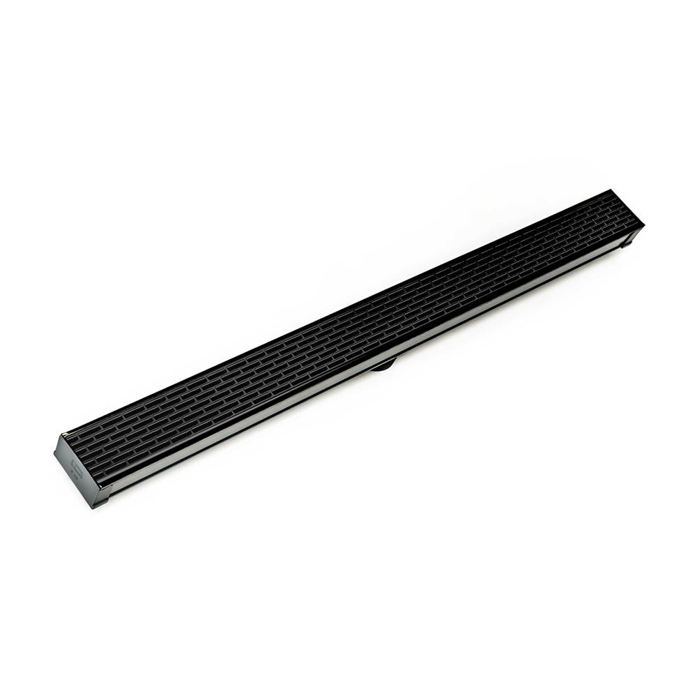 Infinity Drain 72'' S-PVC Series Low Profile Complete Kit with 2 1/2'' Perforated Offset Slot Grate in Matte Black