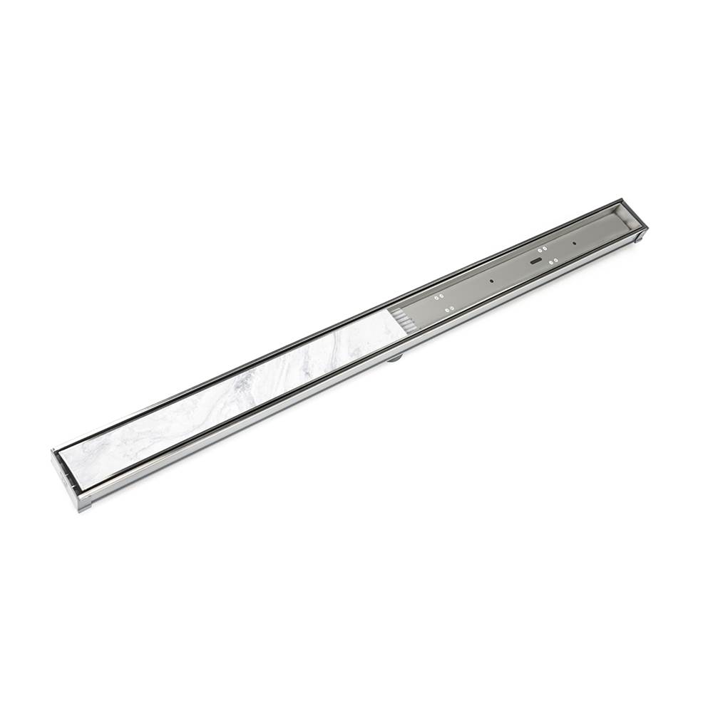 Infinity Drain 72'' S-PVC Series Low Profile Complete Kit with 2 1/2'' Tile Insert Frame in Satin Stainless