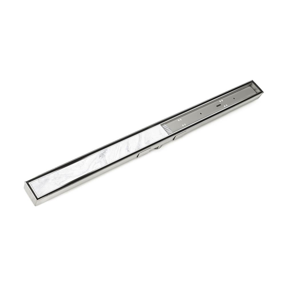 Infinity Drain 48'' S-Stainless Steel Series Complete Kit with Tile Insert Frame in Polished Stainless