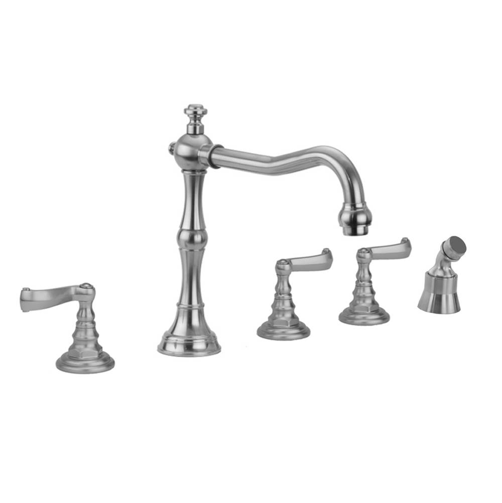 Jaclo Roaring 20's Roman Tub Set with Ribbon Lever Handles and Angled Handshower