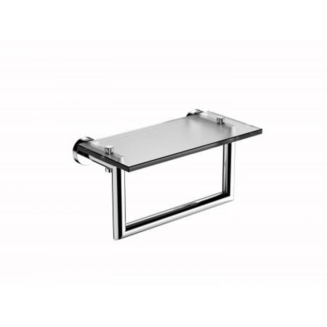 Kartners OSLO - 10-inch Glass Shelf with Towel Rail-Brushed Chrome