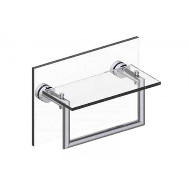 Kartners OSLO - 10-inch Glass Shelf with Towel Rail Through Glass-Polished Chrome