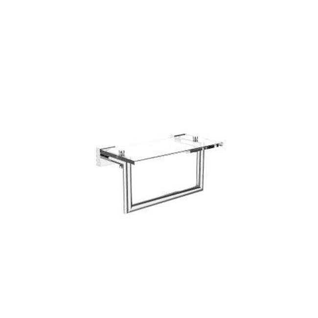 Kartners MADRID - 10-inch Glass Shelf  with Towel Rail-Brushed Chrome