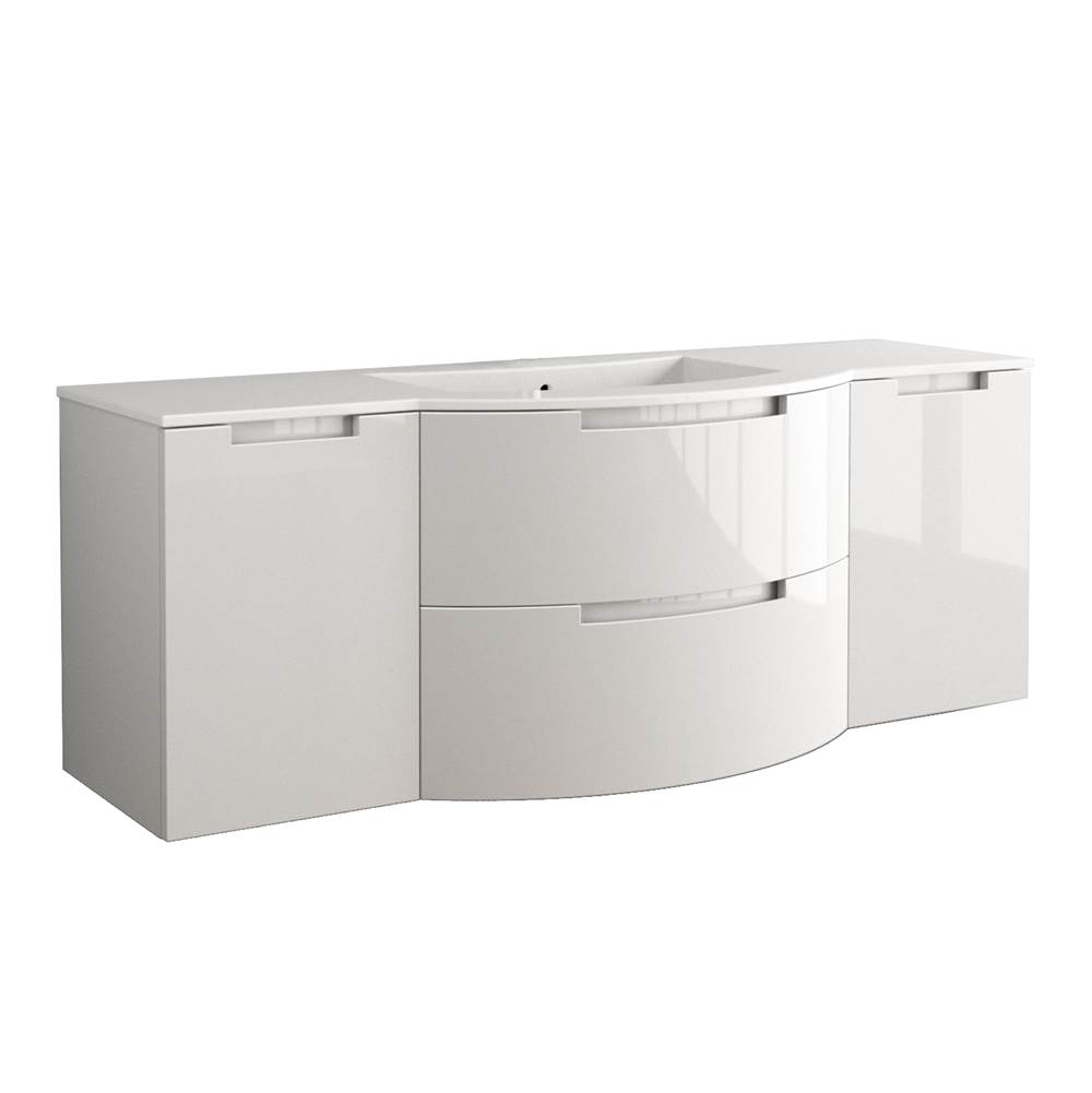 Latoscana Oasi 57'' Vanity With Both Side Cabinets In White