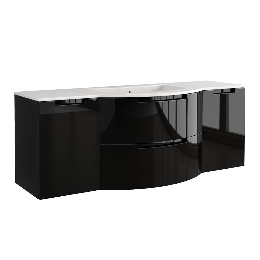 Latoscana Oasi 67'' Vanity With Both Side Cabinets In Black