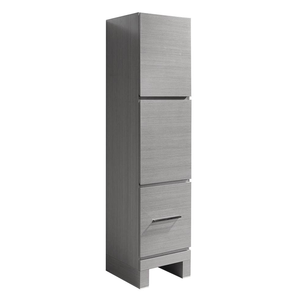 Madeli 18''W Vicenza Linen Cabinet, Ash Grey. Free Standing, Right Hinged Door. Brushed, Nickel Handle(X1)/Leg Plates(X2), 18''X18''X76''