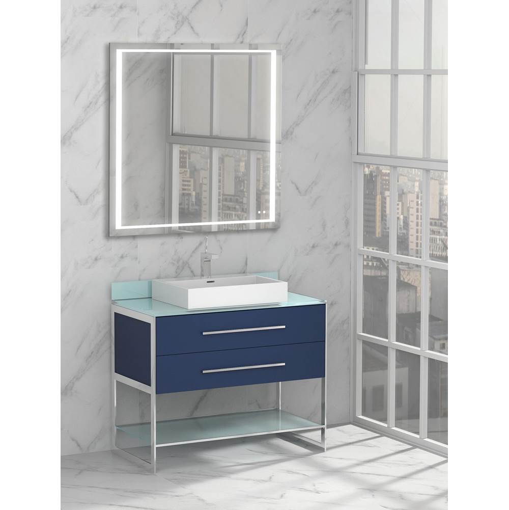 Madeli Silhouette 42''. Sapphire, Free Standing Cabinet, Brush Nickel H-Legs (X2) /, Handles (X2) / Glass Shelf (X1), 41-1/4'' X 22'' X 33''