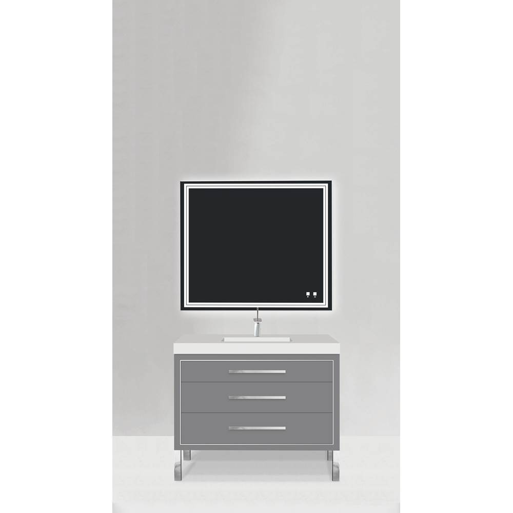 Madeli Estate 42''. Studio Grey, Free Standing Cabinet, Polished Chrome , Handles(X3)/C-Base(X1)/Inlay, 41-5/8''X 22''X33-1/2''