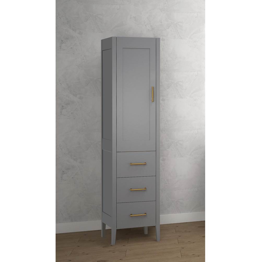 Madeli 18''W Encore Linen Cabinet, Studio Grey. Free Standing, Left Hinged Door, Brushed Nickel Handles (X4), 18'' X 18'' X 76''