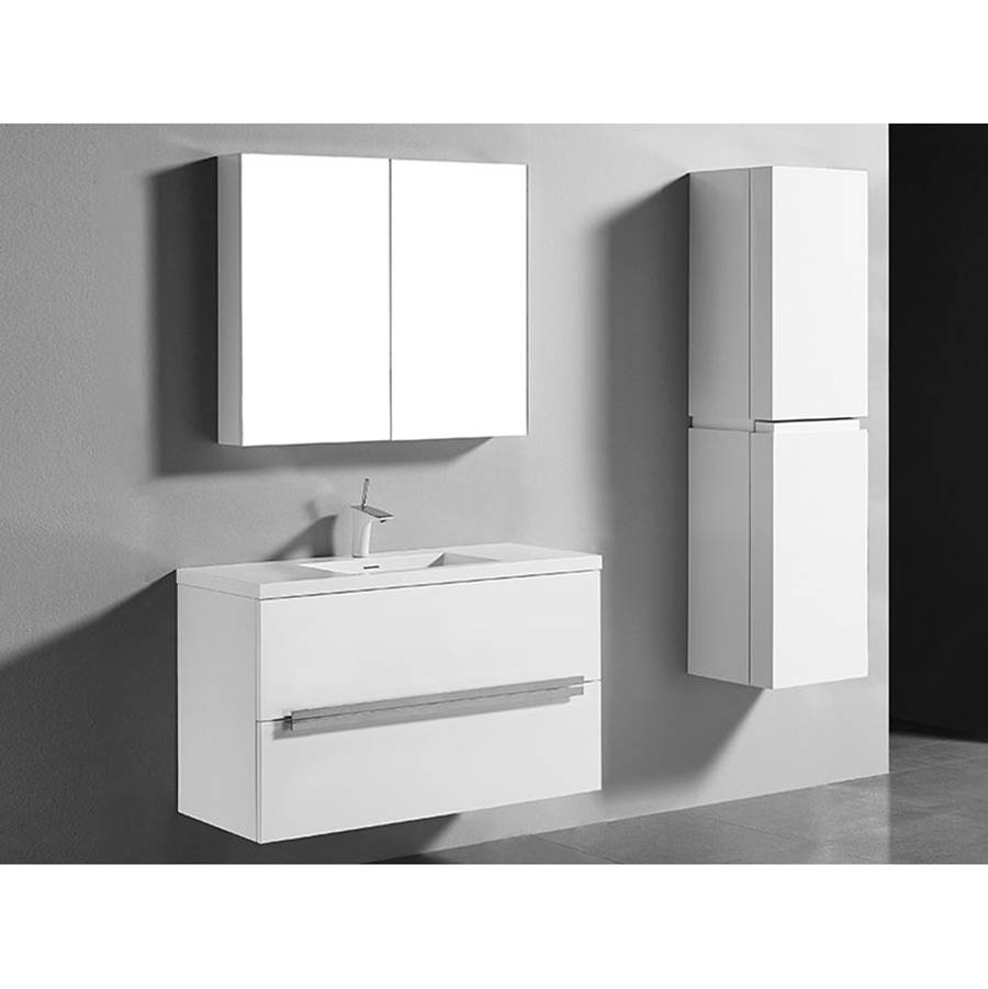 Madeli Urban 42''. White, Wall Hung Cabinet , Polished Chrome Handles (X2), 41-5/8''X18''X24-3/8''