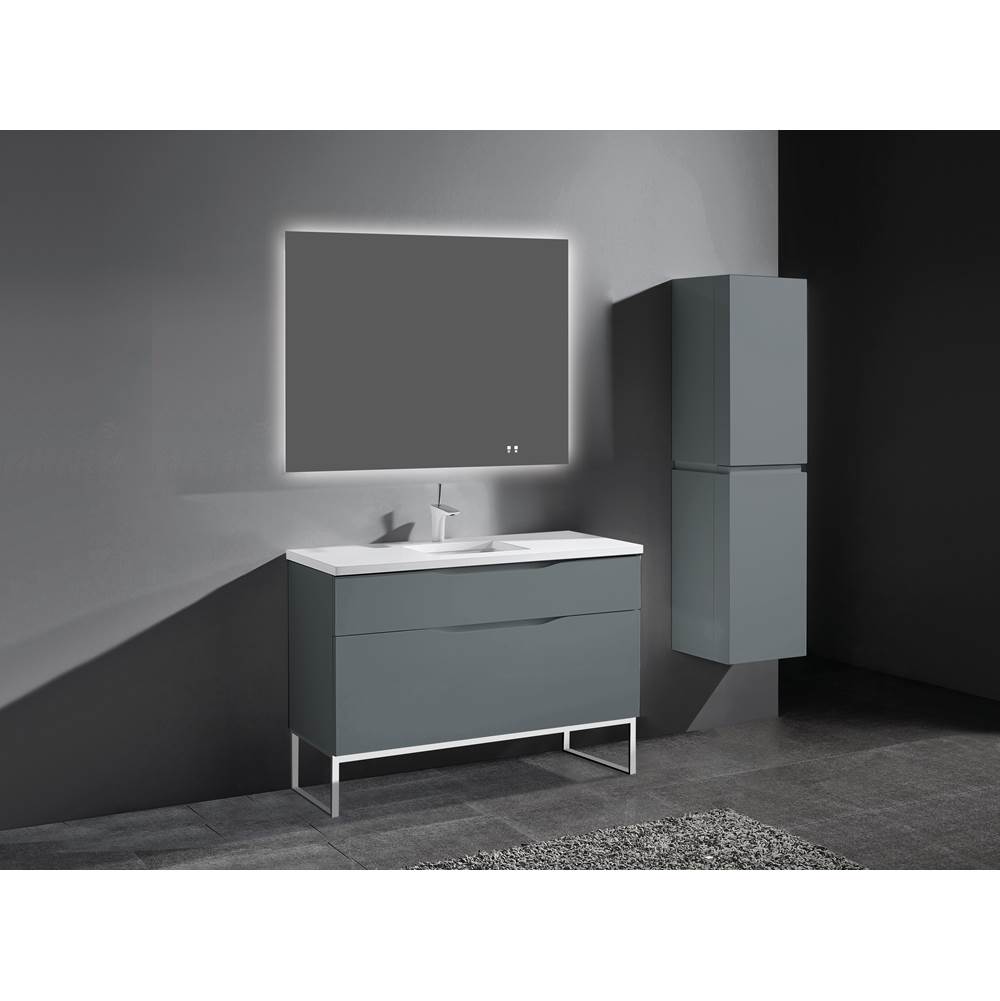 Madeli Milano 48''. Studio Grey, Free Standing Cabinet. 1-Bowl, Polished Nickel S-Legs (X2), 47-5/8''X18''X33-1/2''