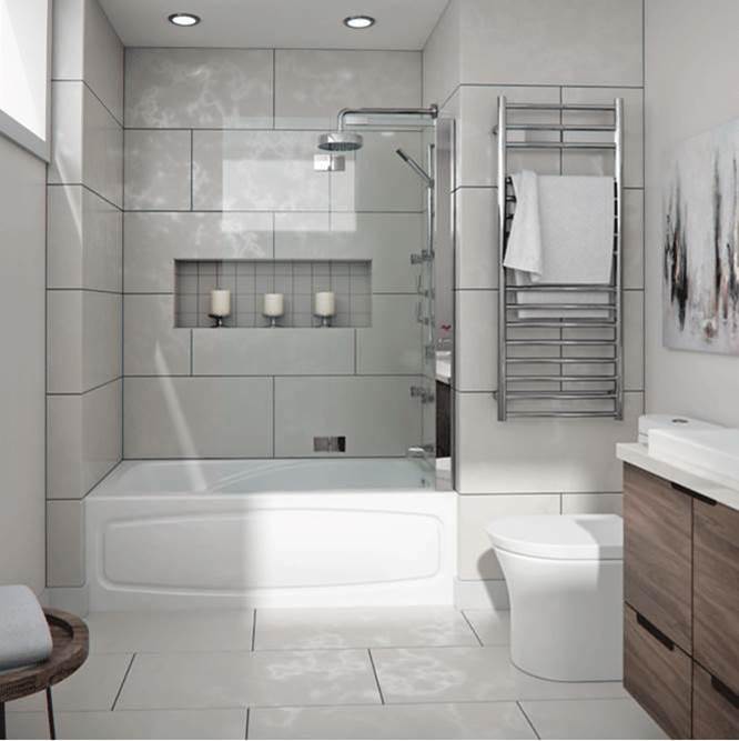 Neptune Entrepreneur JUNA bathtub 30X60 AFR with Tiling Flange and Skirt, Right drain, Whirlpool/Activ-Air, White