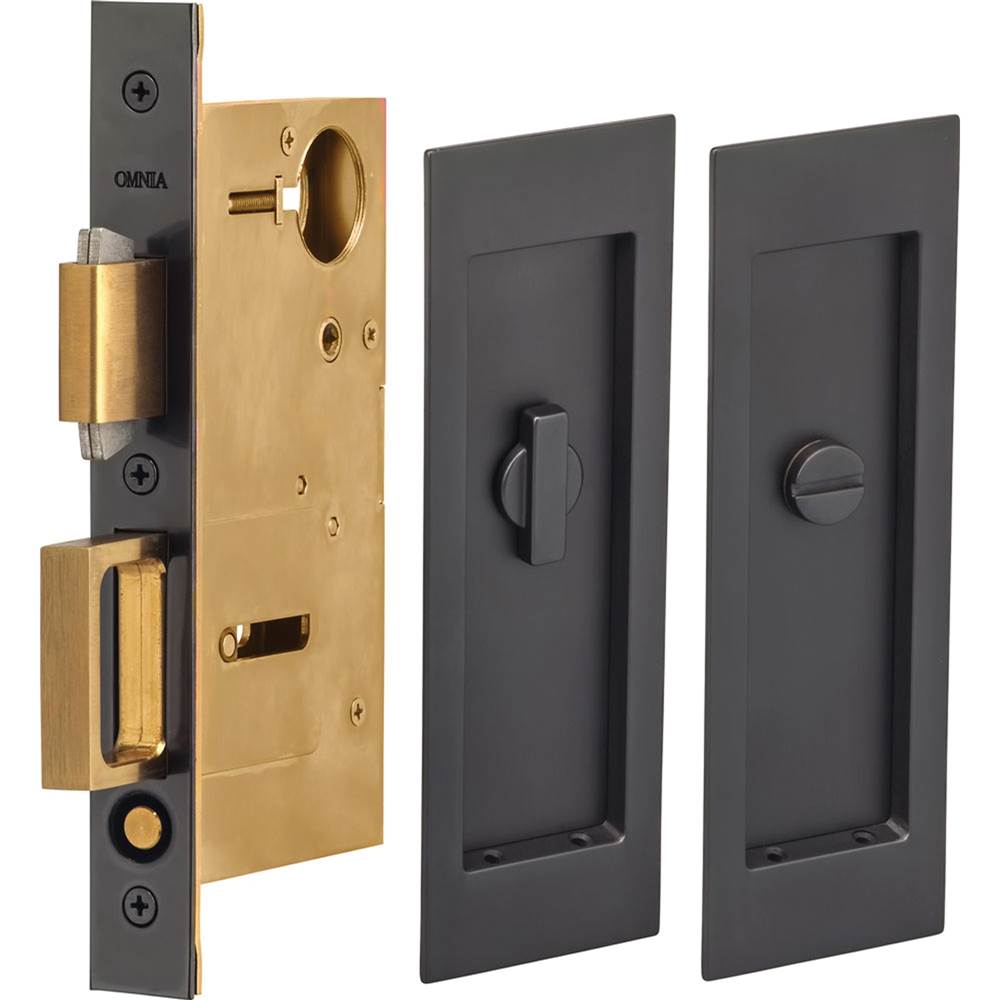 OMNIA Pocket Door Lockset ''L'' US10B