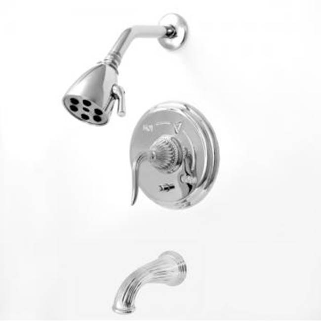 Sigma Pressure Balanced Tub & Shower Set With 9'' Plate Trim (Includes Haf And Wall Tub Spout) Jeferson Elite Ii Antique Pewter .51